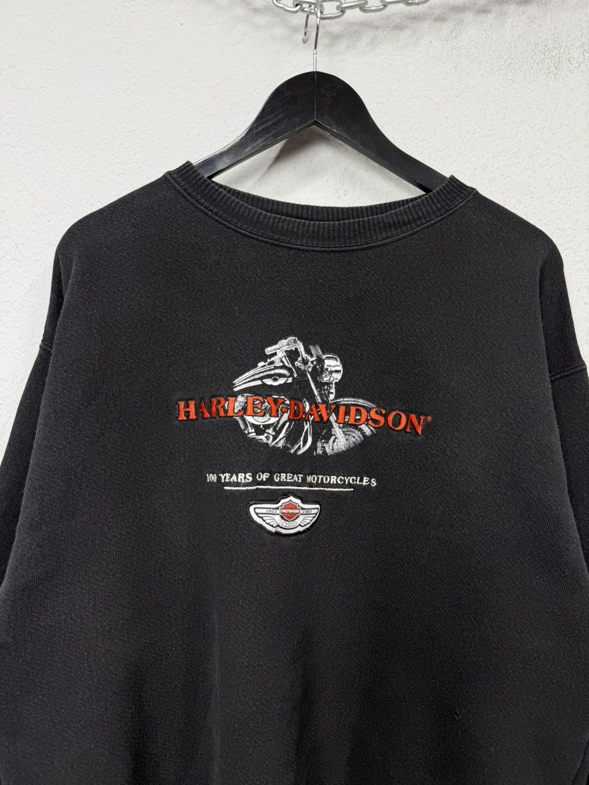 If Six Was Nine Vintage USA Harley-Davidson 100 Years Sweatshirt Distressed Size US XL / EU 56 / 4 - 4 Thumbnail