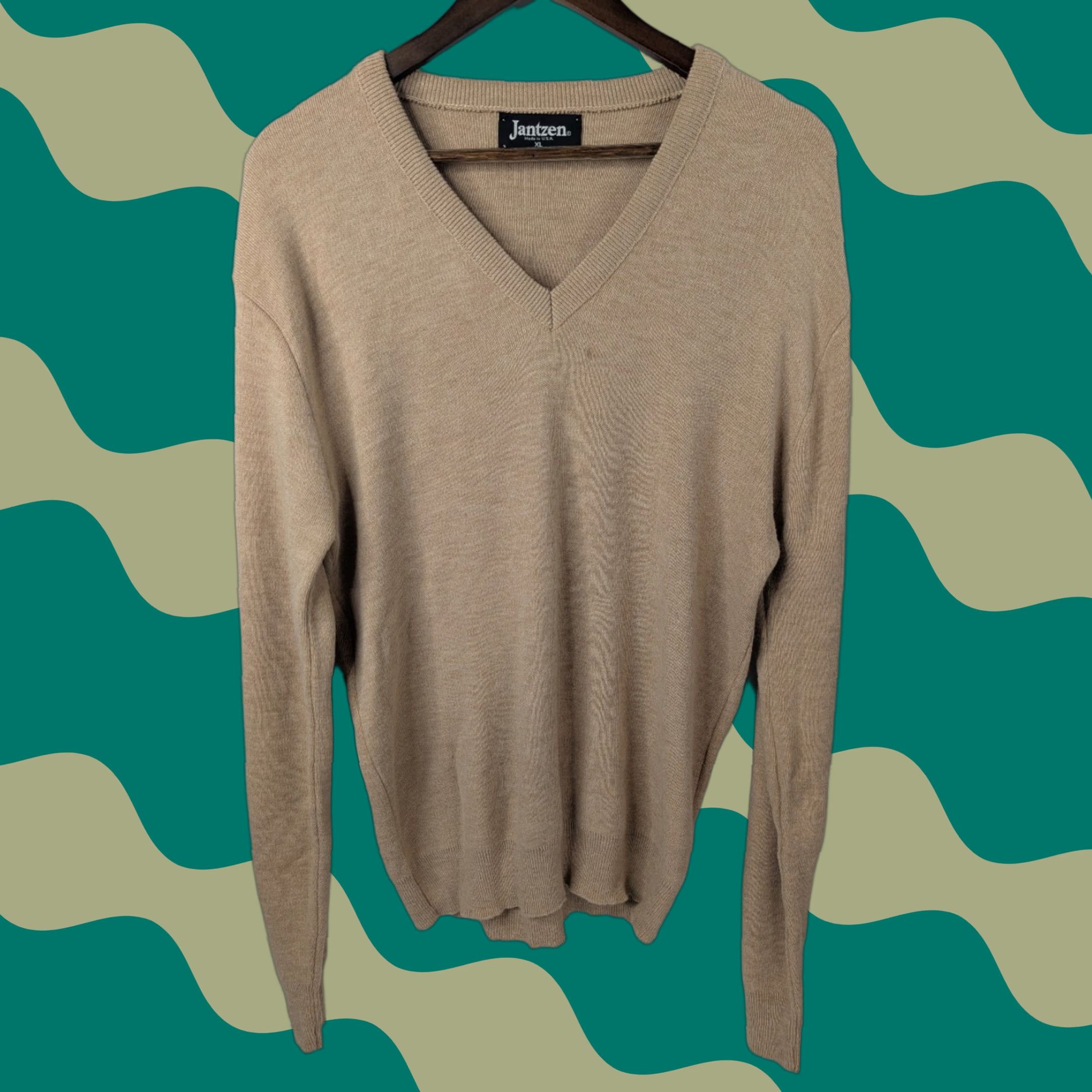 Jantzen Vintage Jantzen Sweater Mens XL Brown V-Neck Pullover Grunge Grandpa Made USA Size US XL / EU 56 / 4 - 1 Thumbnail