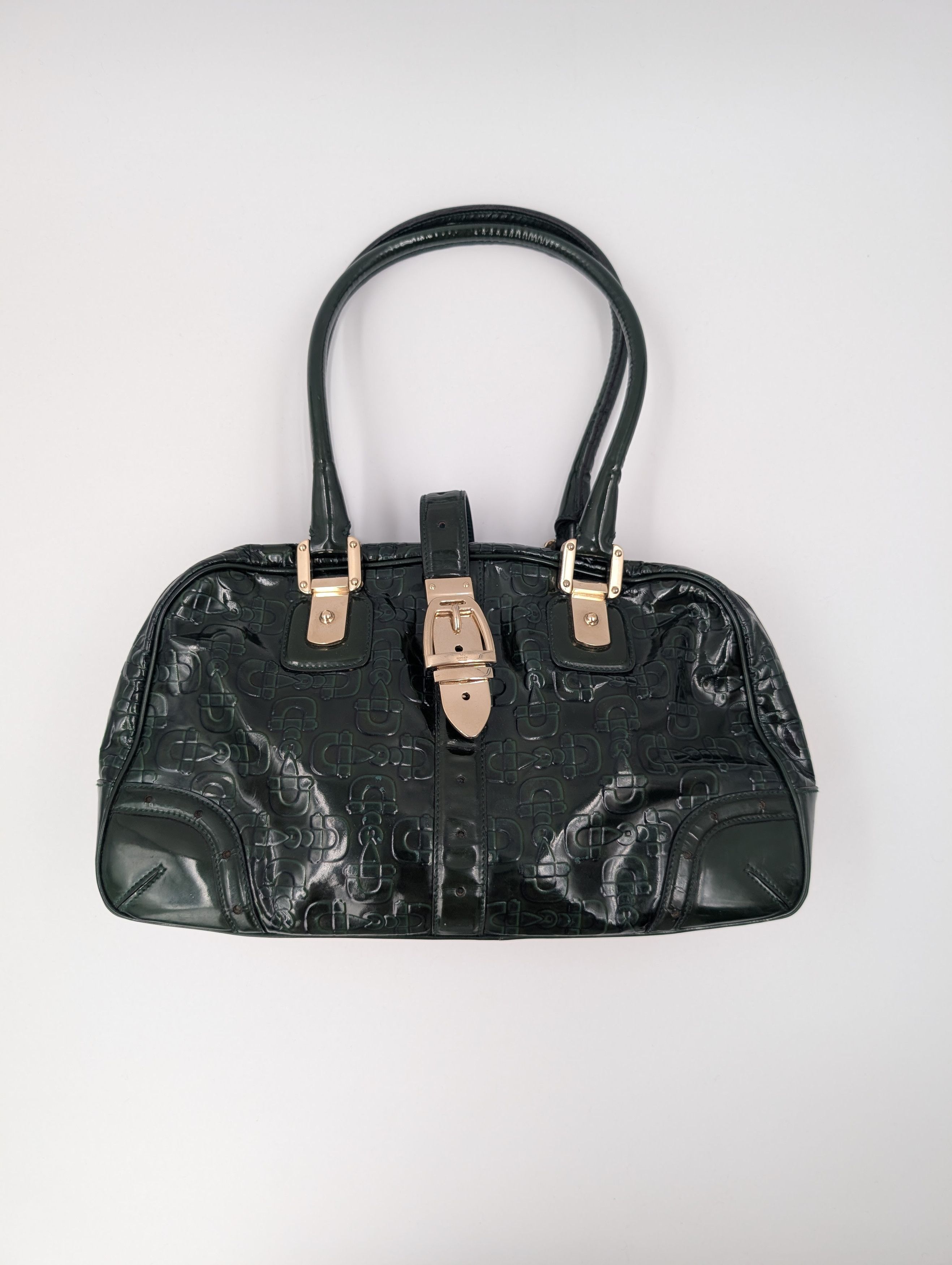 Gucci Gucci Emerald Green Patent Leather Horsebit Handbag Size ONE SIZE - 1 Thumbnail