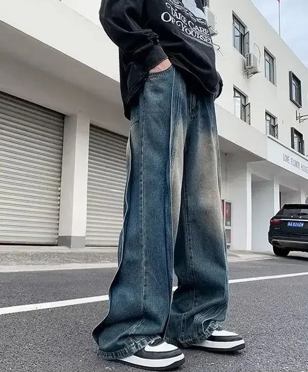 Japanese Brand Midori x Ryou Wide Leg Jeans Baggy Y2k Washed Trousers Size US 31 - 5 Thumbnail