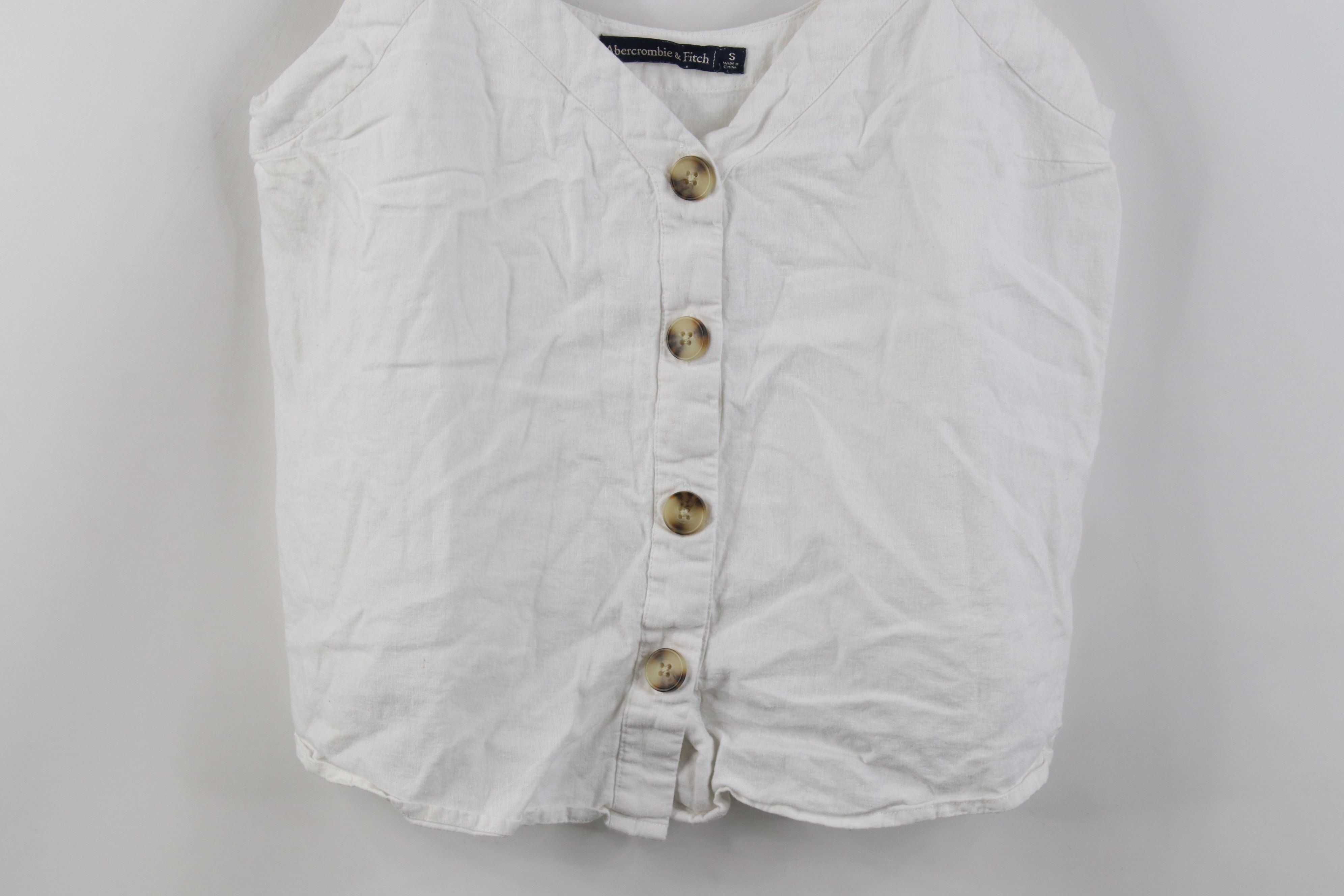 Abercrombie & Fitch Vintage 90s Y2K Abercrombie & Fitch Linen Cropped Tank Top Size S / US 4 / IT 40 - 3 Thumbnail
