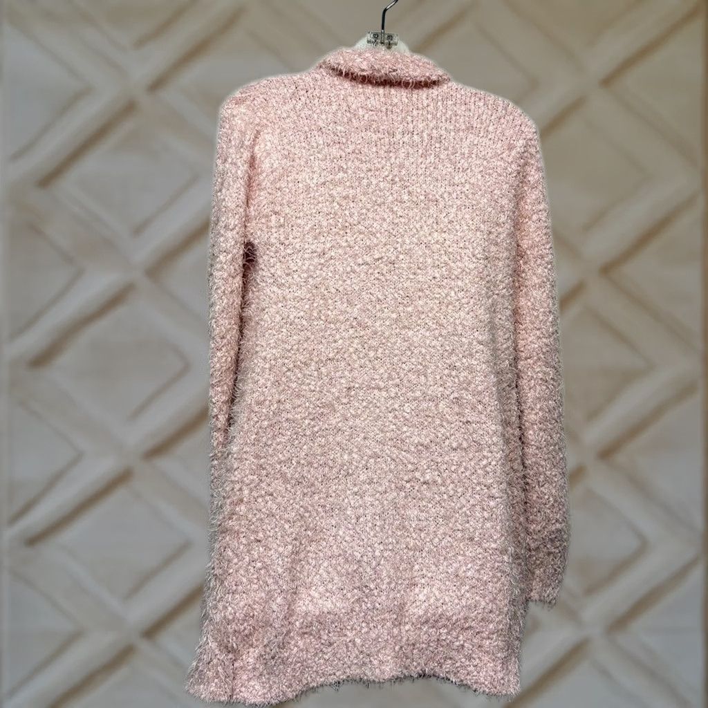 Vintage PJ Salvage Sweater Womens S Pink Cozy Fuzzy Boucle Open Asymmetrical Cardigan Size Size S / US 4 / IT 40 - 1 Thumbnail