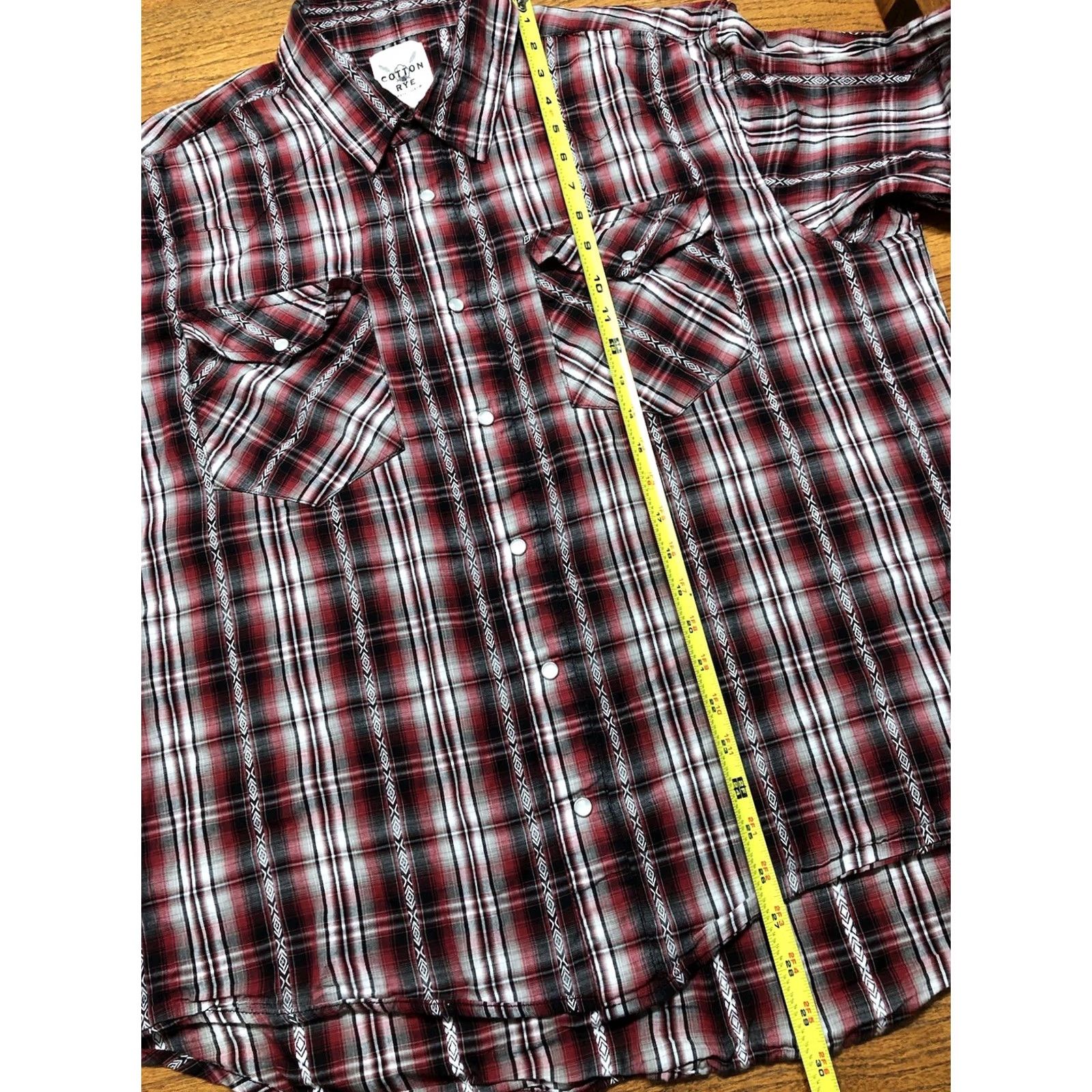 Vintage Cotton & Rye Shirt Mens XL Cream Pearl Snap Button Western Cowboy Rodeo Plaid Size US XL / EU 56 / 4 - 5 Thumbnail