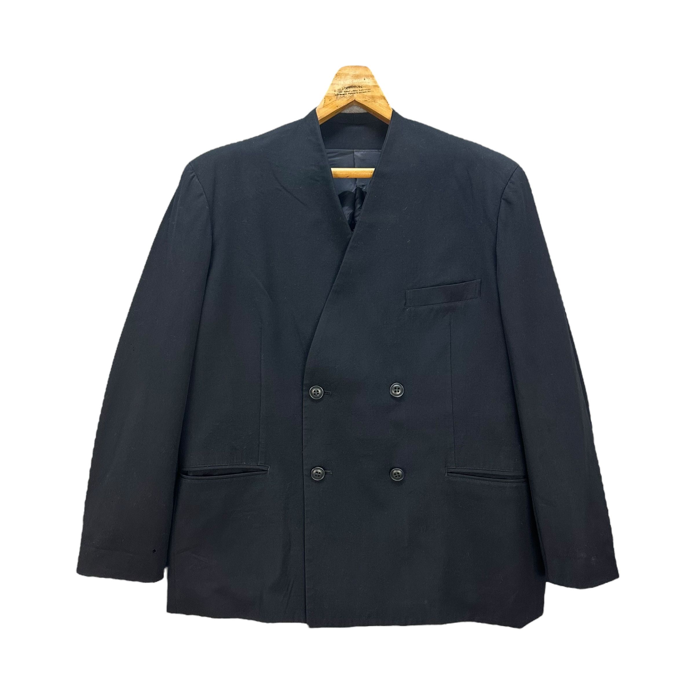 Yohji Yamamoto WORKSHOP DOUBLE BREASTED COLLARLESS JACKET #8716-022 Size US M / EU 48-50 / 2 - 1 Thumbnail