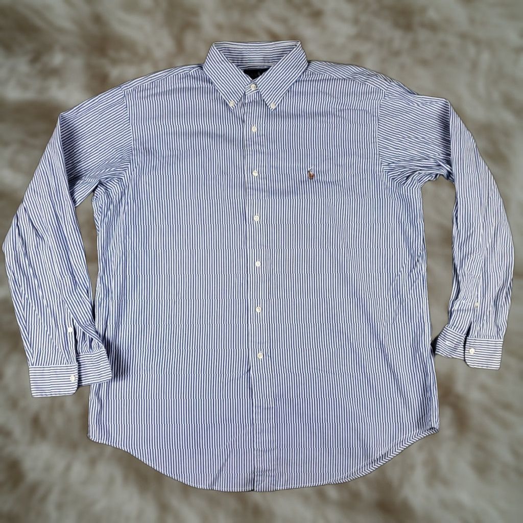 Ralph Lauren Ralph Lauren Dress Shirt Mens Size 16.5 Blue Striped Button Up Long Sleeve Regular Fit Size 42R - 1 Thumbnail