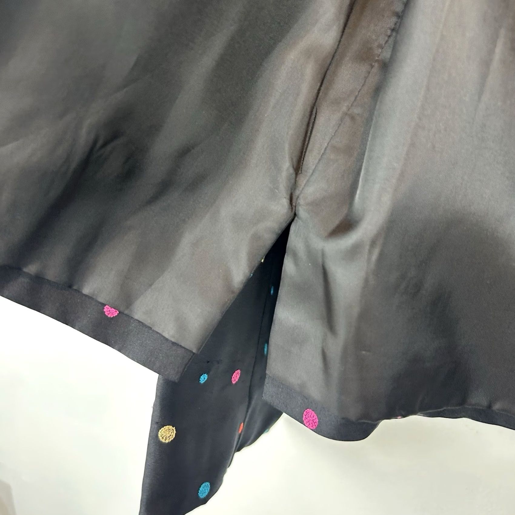 Vintage Silkland Blazer Womens M Black Silk Embroidered Polka Dot Jacket Office Size M / US 6-8 / IT 42-44 - 7 Thumbnail
