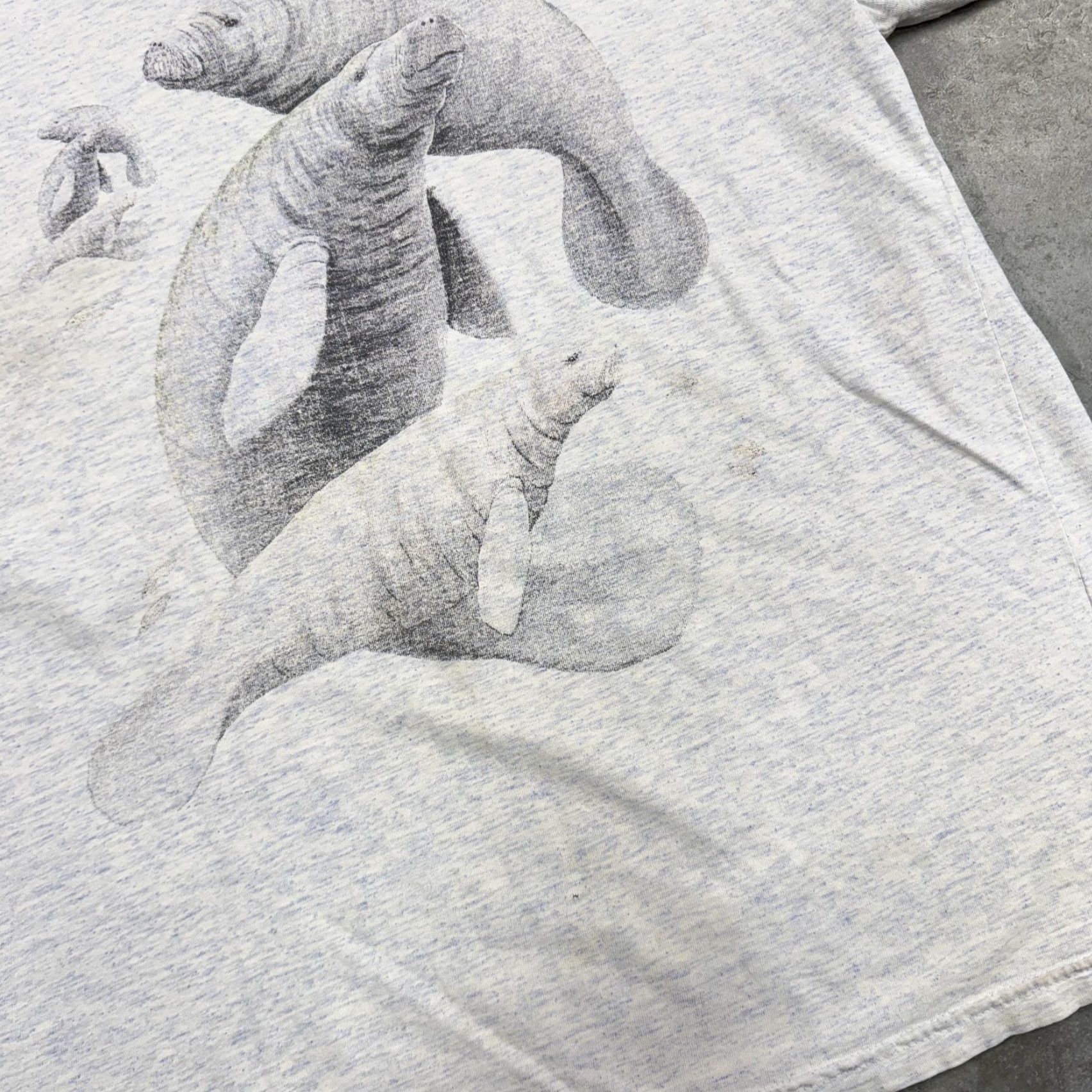 Vintage VINTAGE Nature Florida Manatee Shirt Mens L White All Over Print 90s Wildlife Animal Graphic Print Crew Neck Short Sleeve Cotton Regular Vintage: Yes Size US L / EU 52-54 / 3 - 5 Thumbnail