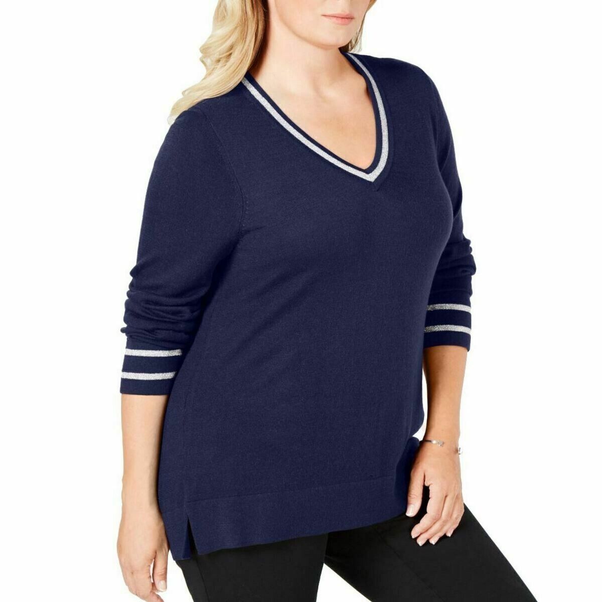 Charter Club Charter Club Metallic Trim Sweater, Intrepid Blue, Sz. XXL Size XXL / US 16-18 / IT 52-54 - 1 Thumbnail