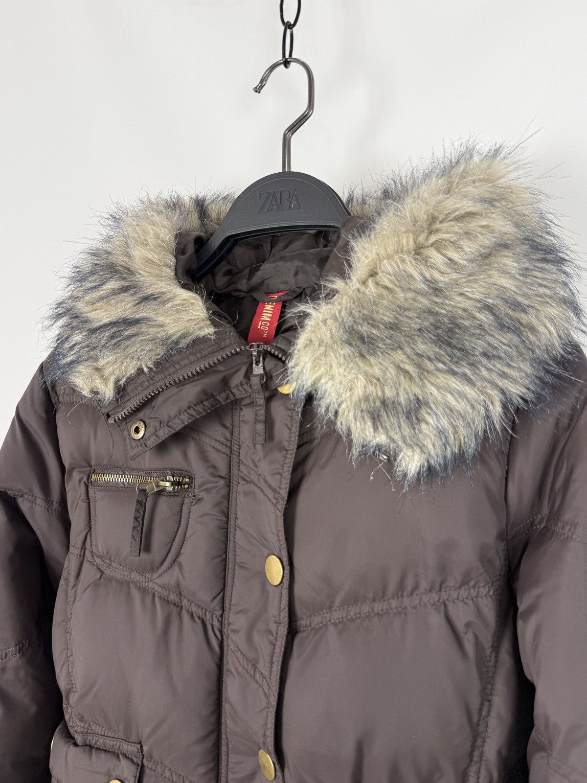 Vintage Y2K Vintage Denimco Faux Fur Brown Cropped Puffer Jacket Size L / US 10 / IT 46 - 4 Thumbnail