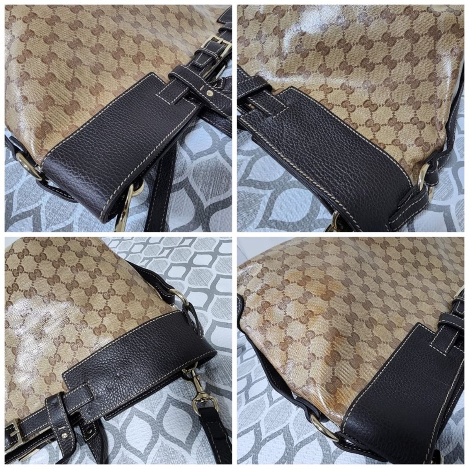 Gucci Authentic Gucci GG Canvas/Leather Belt Tote Bag Brown/Beige Size ONE SIZE - 6 Thumbnail