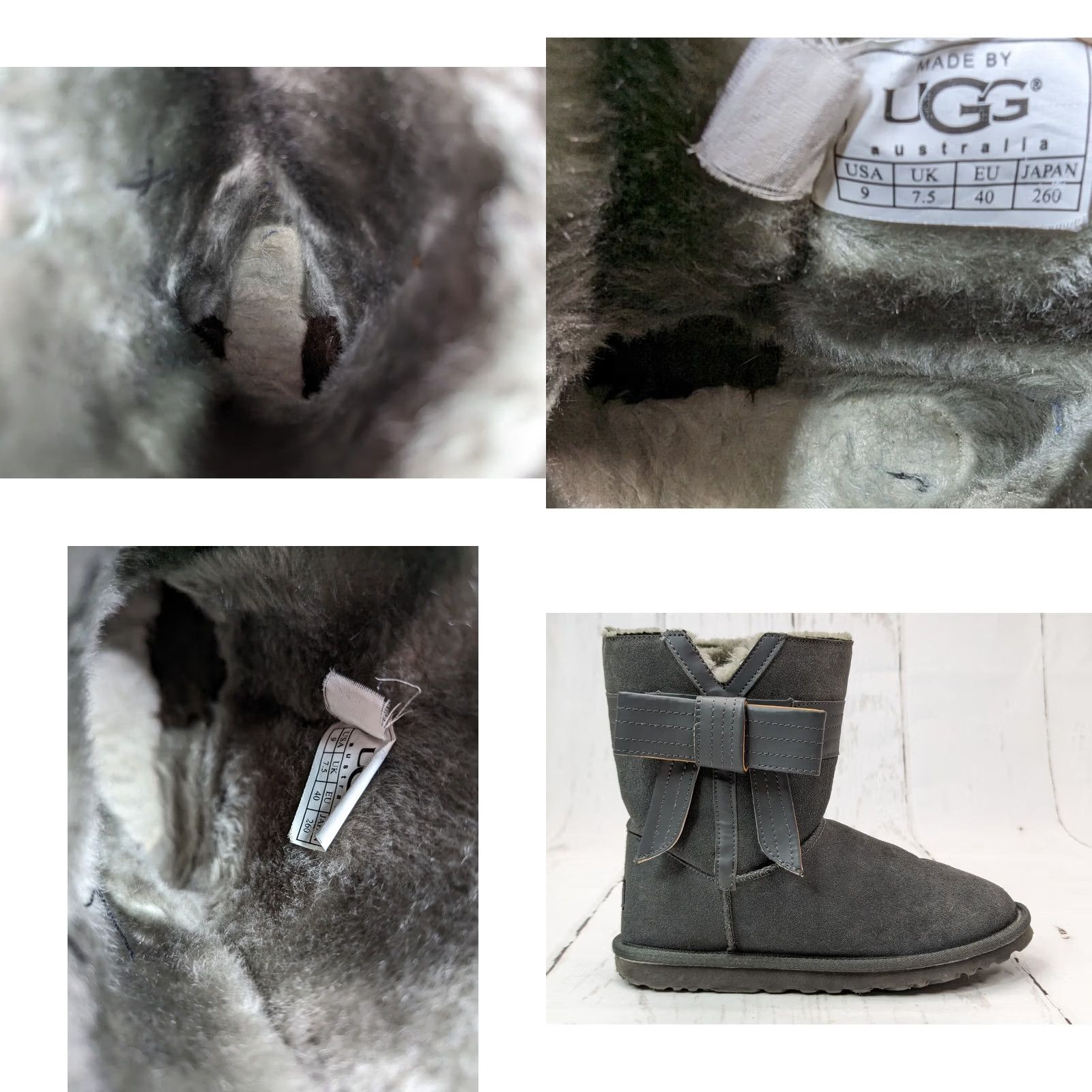 Ugg UGG Suede Boots Womens 9 Gray Bow Shearling Lined Winter Warm Short Platform 1 in Casual Boots Womens 9 Gray Bow Shearling Lined Winter Classic Size 30" / US 8 / IT 44 - 9 Thumbnail