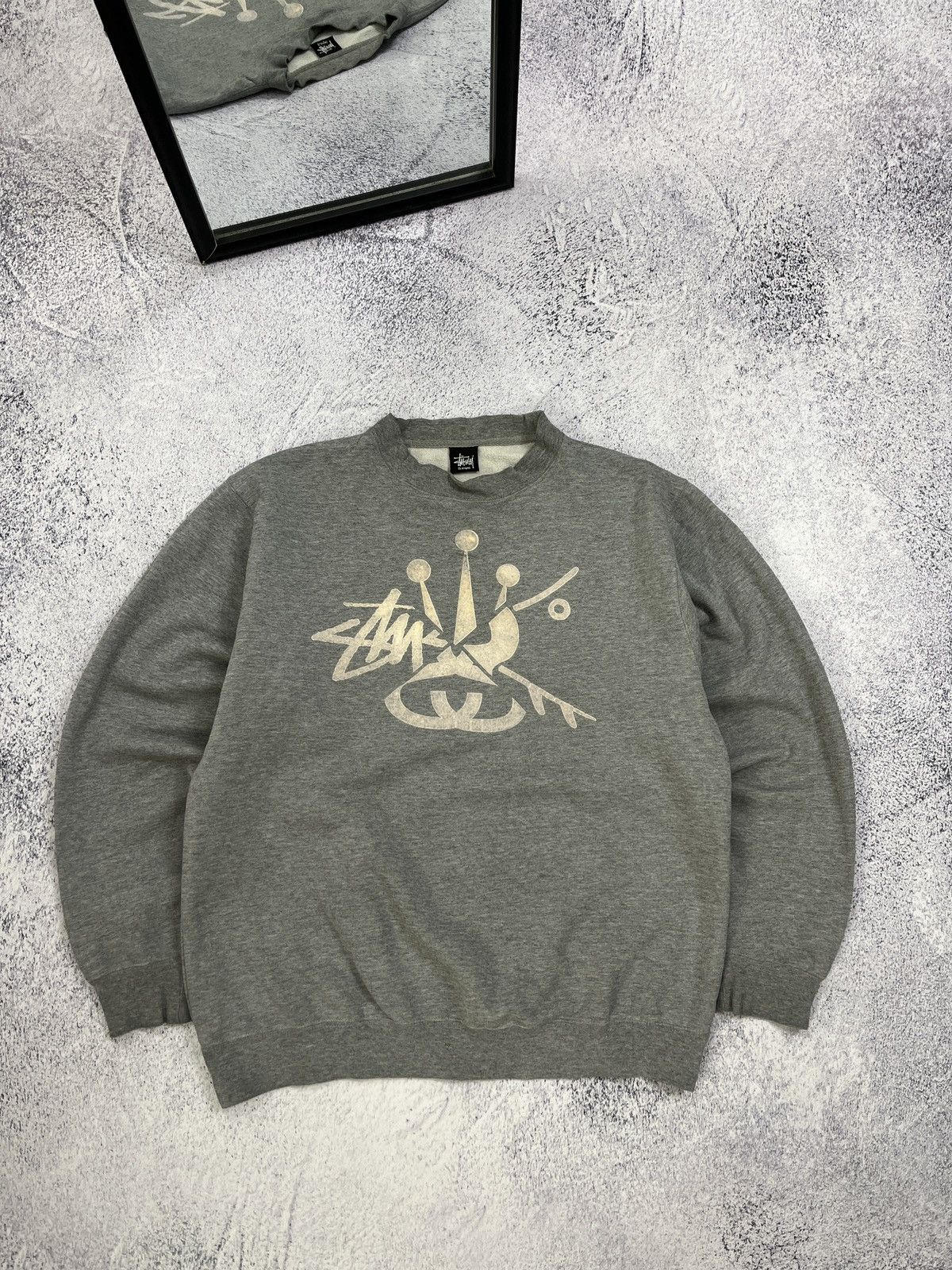 Stussy Vintage Made in USA Sweatshirt Big Graphic Logo Rare