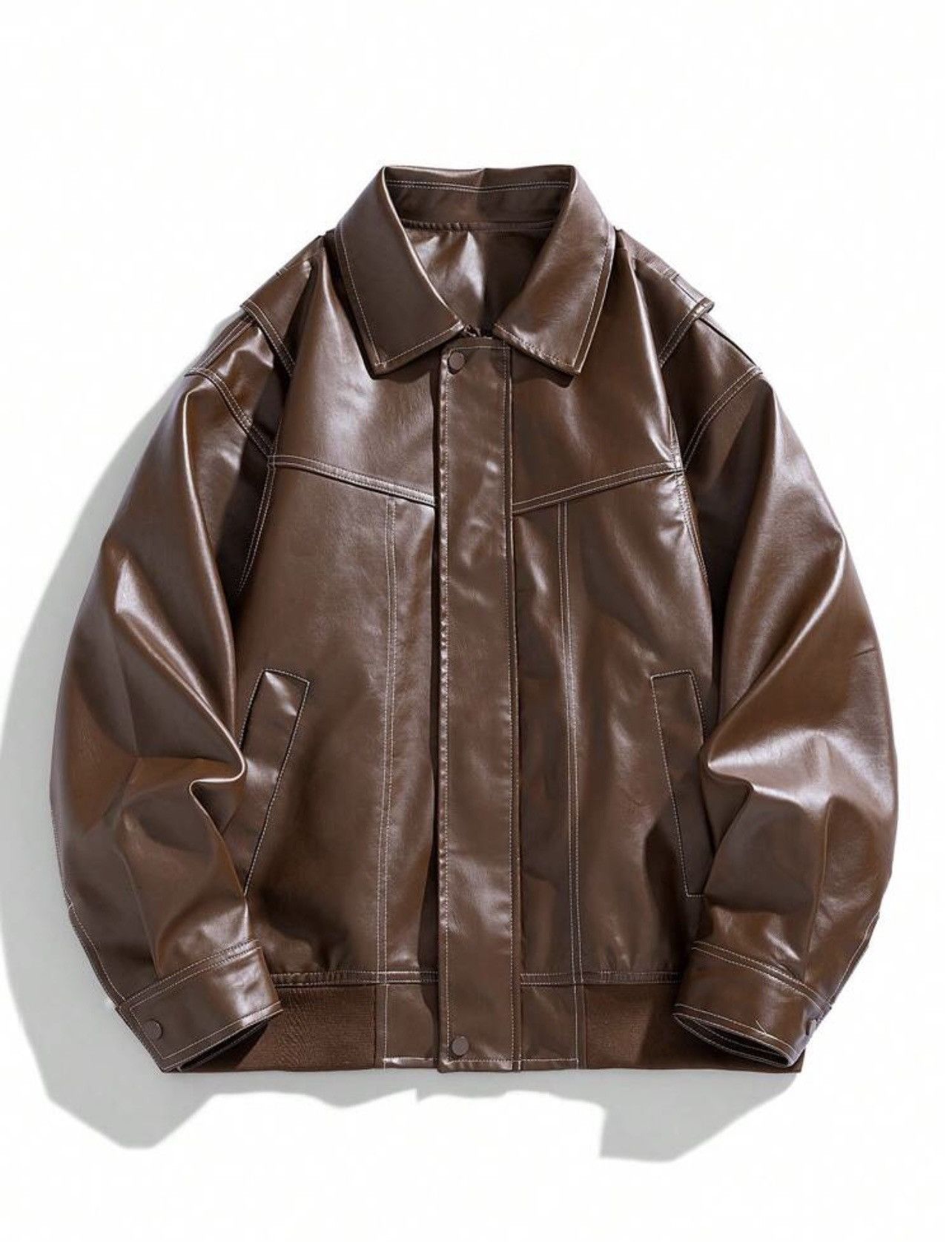 Vintage Men’s Turndown Collar PU Leather Jacket Size US XL / EU 56 / 4 - 1 Thumbnail