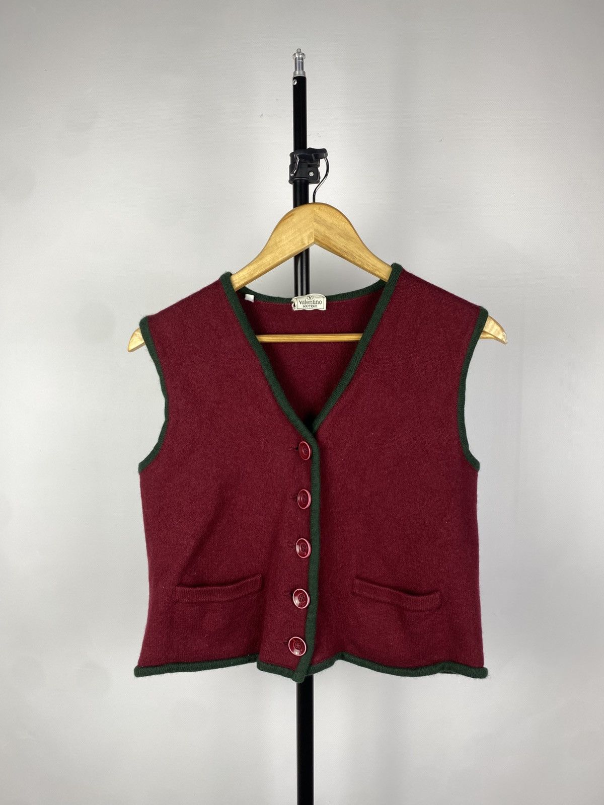 Designer × Valentino Vintage 80s Luxury Valentino Boutique Wool Vest rare Size S / US 4 / IT 40 - 1 Thumbnail