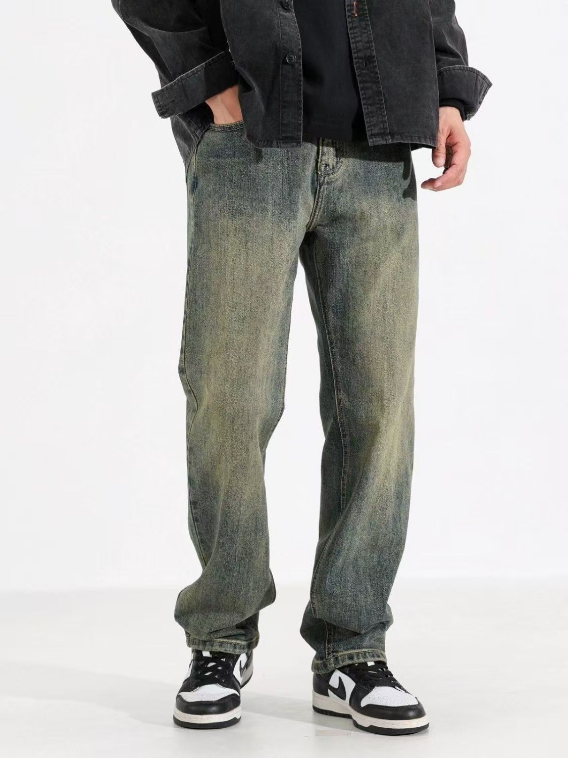 Jean American retro men's washed loose distressed jeans Size US 32 / EU 48 - 2 Thumbnail
