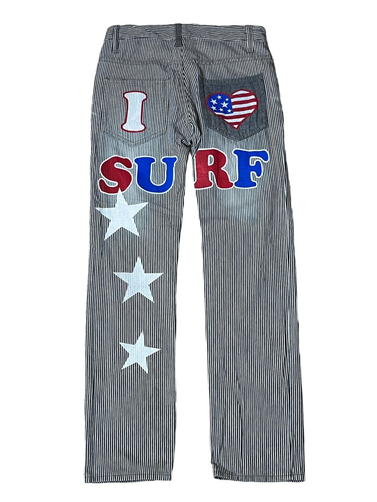 Japanese Brand SICK🔥JAPANESE CLONE DEVGRU ‘I LOVE SURF’ HICKORY JEANS Size US 32 / EU 48 - 1 Thumbnail