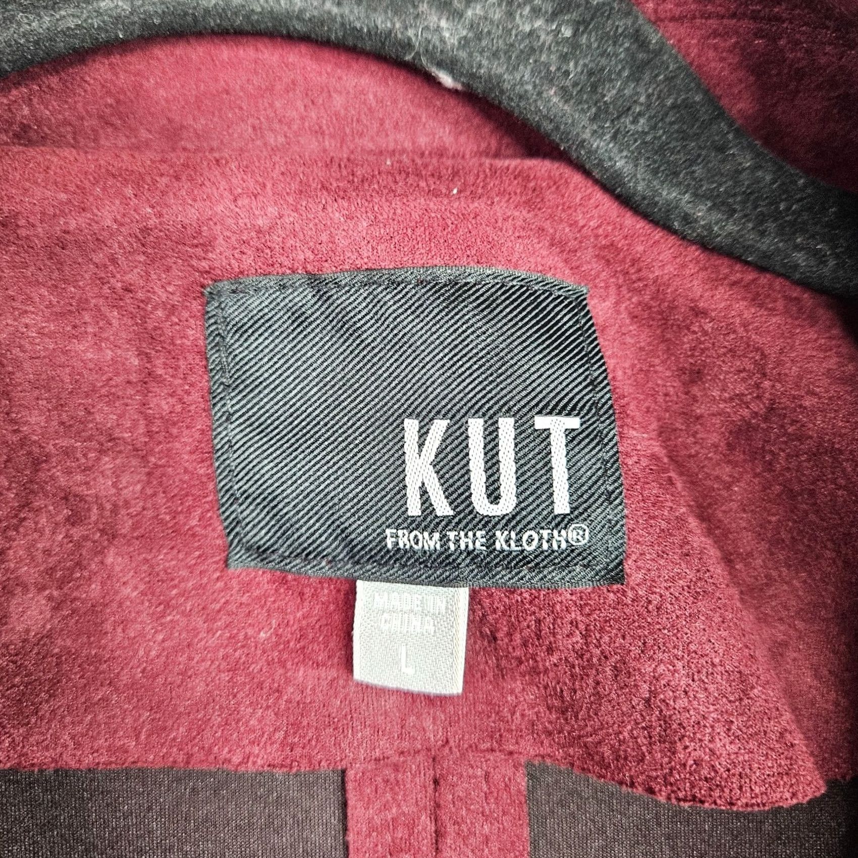 Vintage VINTAGE Kut From The Kloth Faux Suede Moto Jacket Burgundy Women's Size L Size L / US 10 / IT 46 - 3 Thumbnail