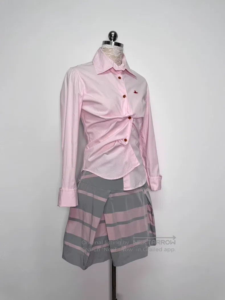 Vivienne Westwood Vivienne Westwood size 2 Gray Striped Glossy Pleated Skirt Size 24" / US 00 / IT 34 - 5 Thumbnail