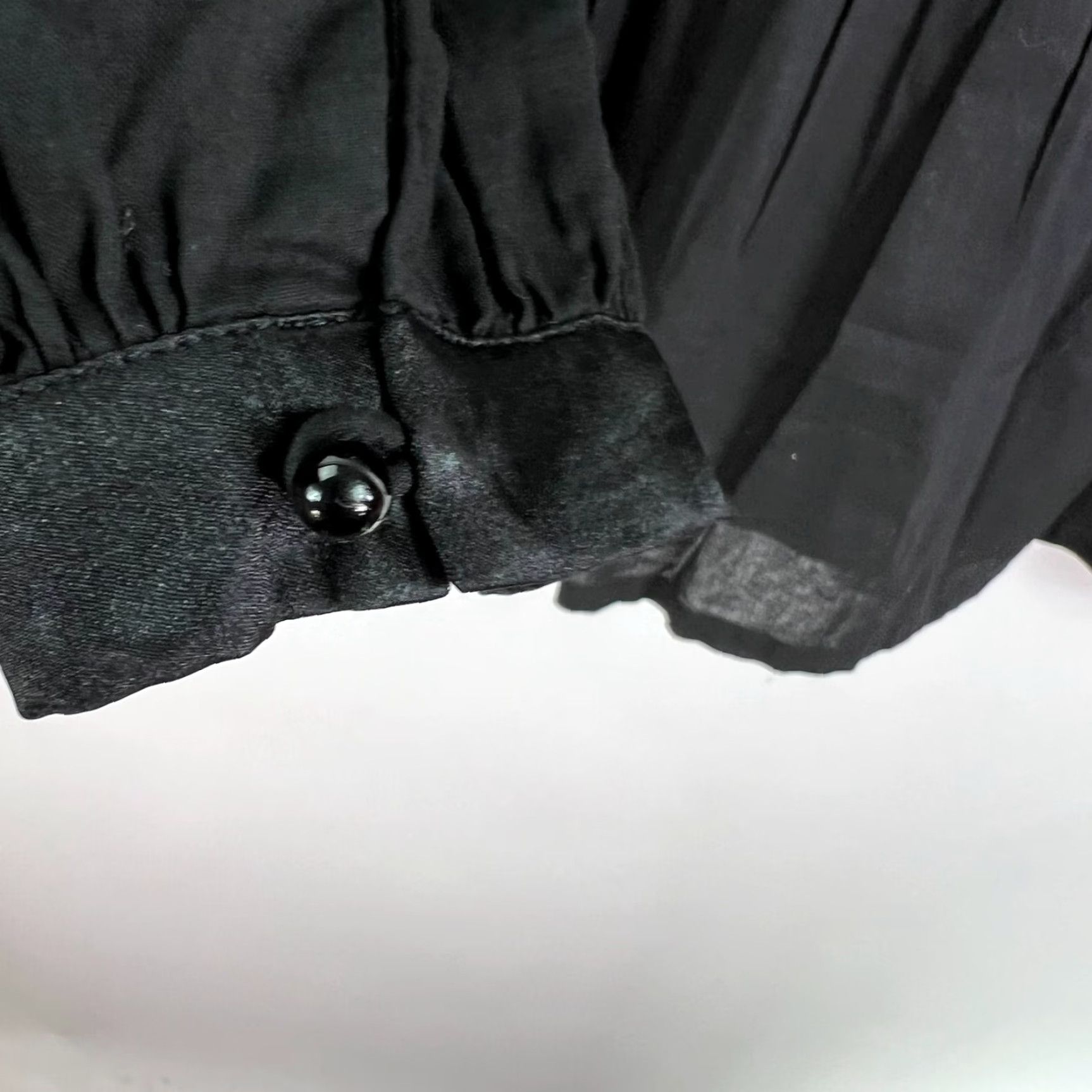 Vintage Belle Blouse Women XL Black Cotton V-Neck Knit Pleated Ruffle Lightweight Casual Size XL / US 12-14 / IT 48-50 - 6 Thumbnail