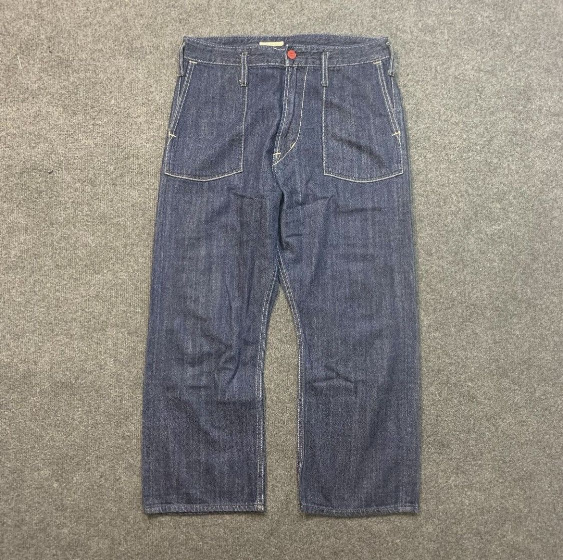 image of Orslow x Vintage Niko And Cinch Back Cropped Fit Denim in Blue, Men's (Size 29)