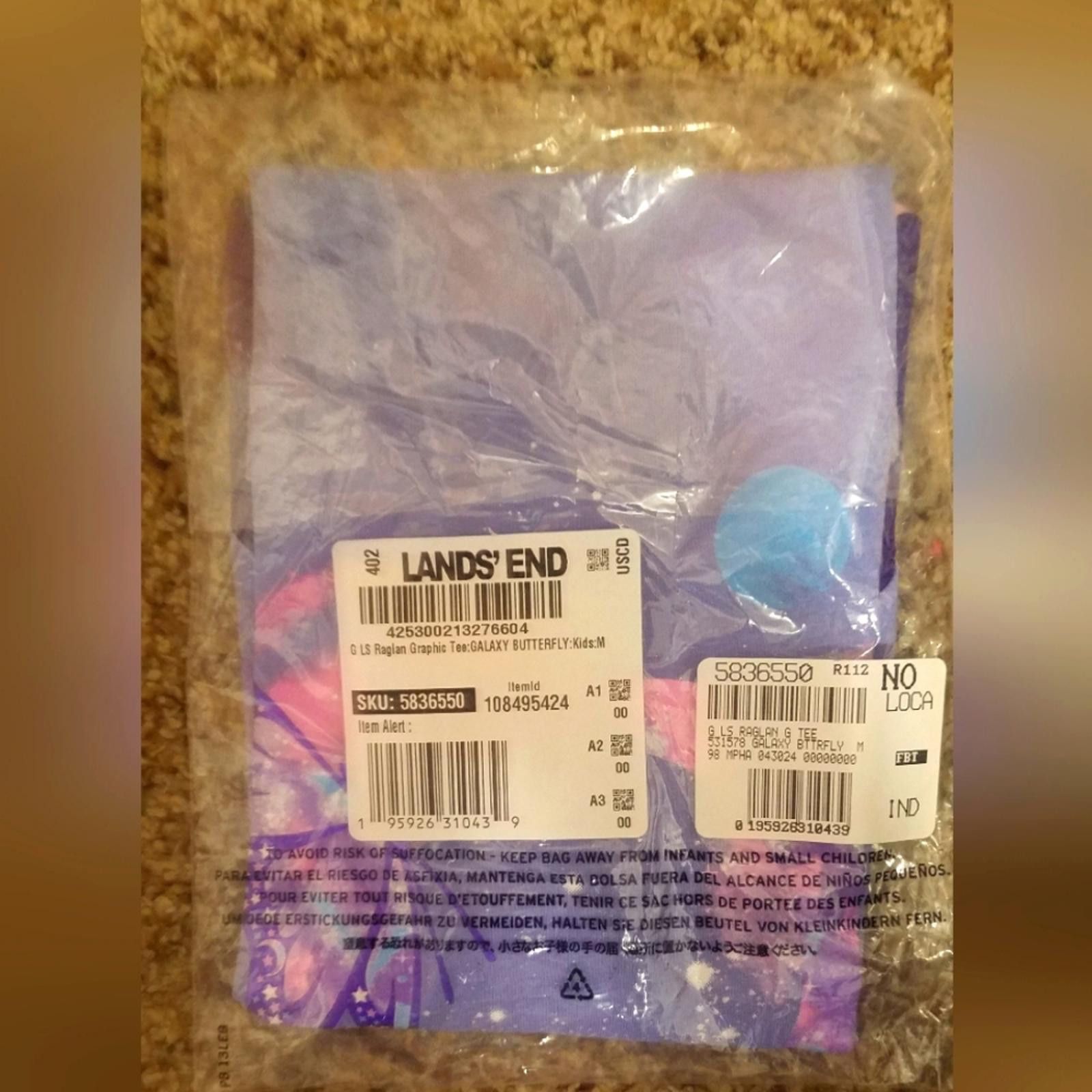 Lands' End NWT Lands' End Purple/Pink Galaxy Butterfly Tshirt Size Med Size US M / EU 48-50 / 2 - 2 Thumbnail