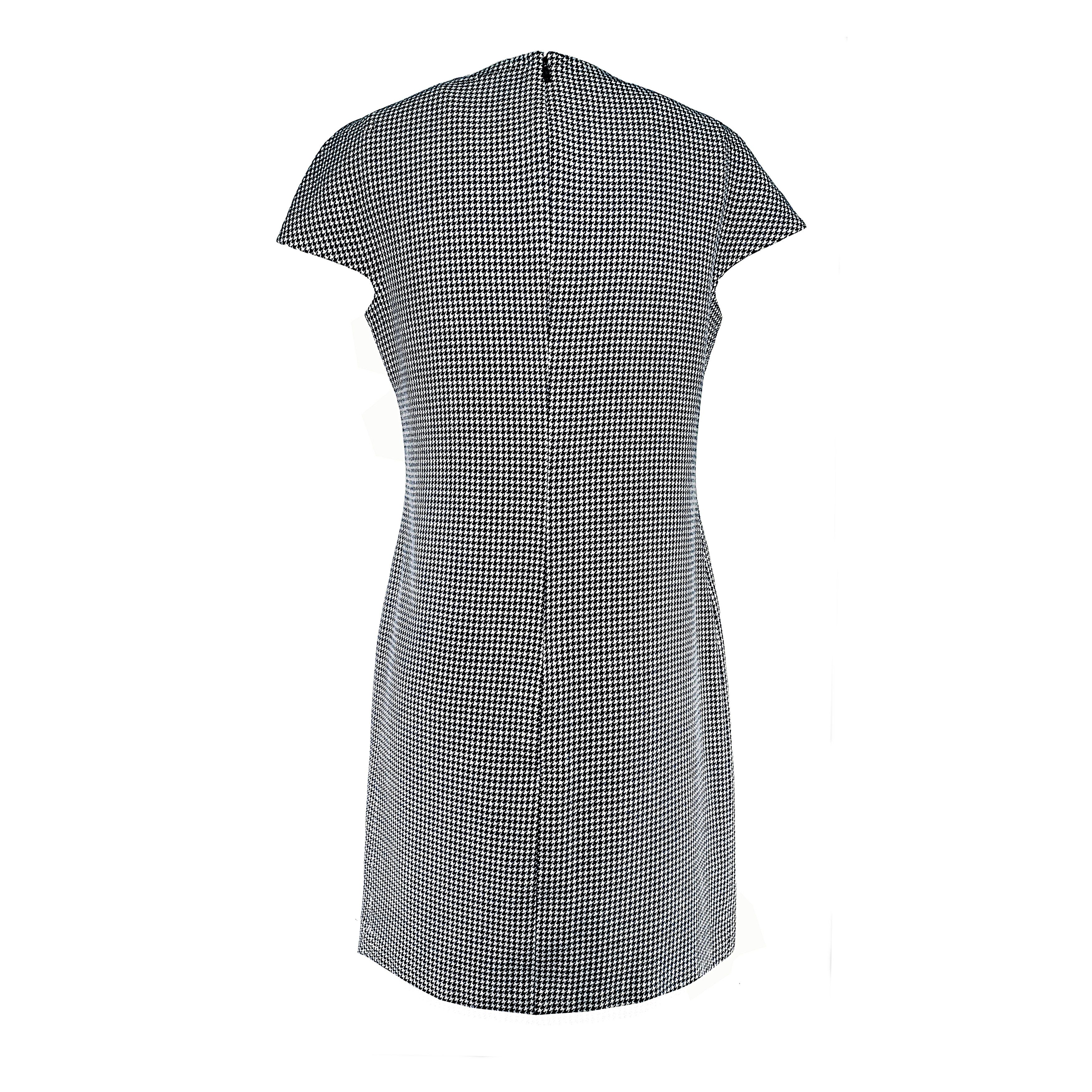 Versace Authentic FW2012 Houndstooth & Leather Shift Dress Size M / US 6-8 / IT 42-44 - 4 Thumbnail