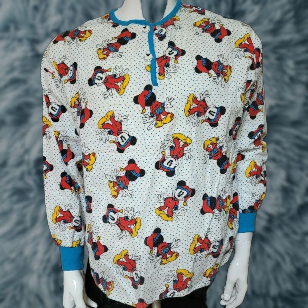 Mickey & Co. VINTAGE Mickey & Co Pajama Top Shirt Women M White Disney Mickey Mouse Pullover Lounge Novelty Graphic Long Sleeve Medium Pajama Top Size M / US 6-8 / IT 42-44 - 1 Thumbnail