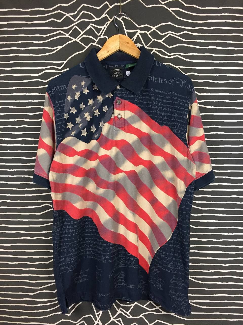Cotton Traders × Vintage Cotton Traders Sport American Flag All Over Print Polo Tee Size US M / EU 48-50 / 2 - 1 Thumbnail