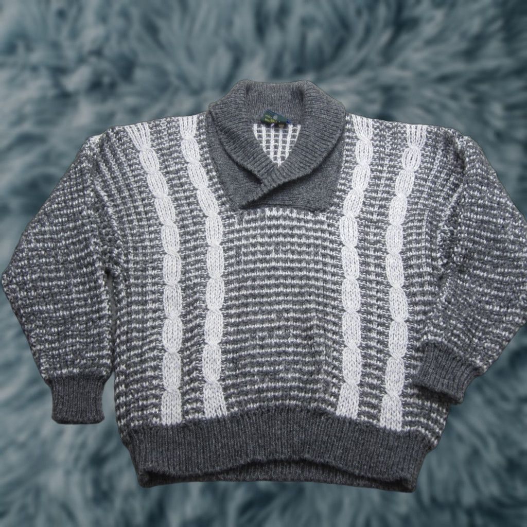 Market VINTAGE Quills Woolen Market Mens 42 Gray Wool Shawl Collar Fisherman Ireland Cardigan Sweater 90s Mens L Gray Wool Knit Pockets V-Neck Casual Regular Size US L / EU 52-54 / 3 - 1 Thumbnail
