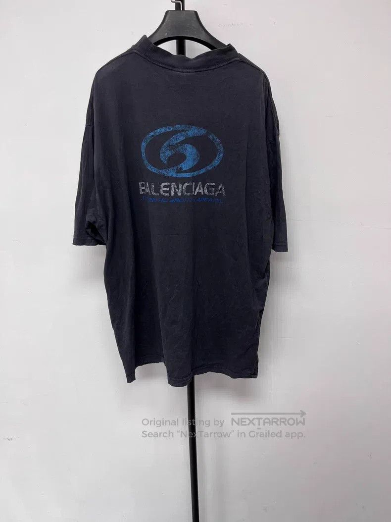 Balenciaga Balenciaga Distressed Blue Logo Letter Pattern Print Round Size US L / EU 52-54 / 3 - 2 Thumbnail
