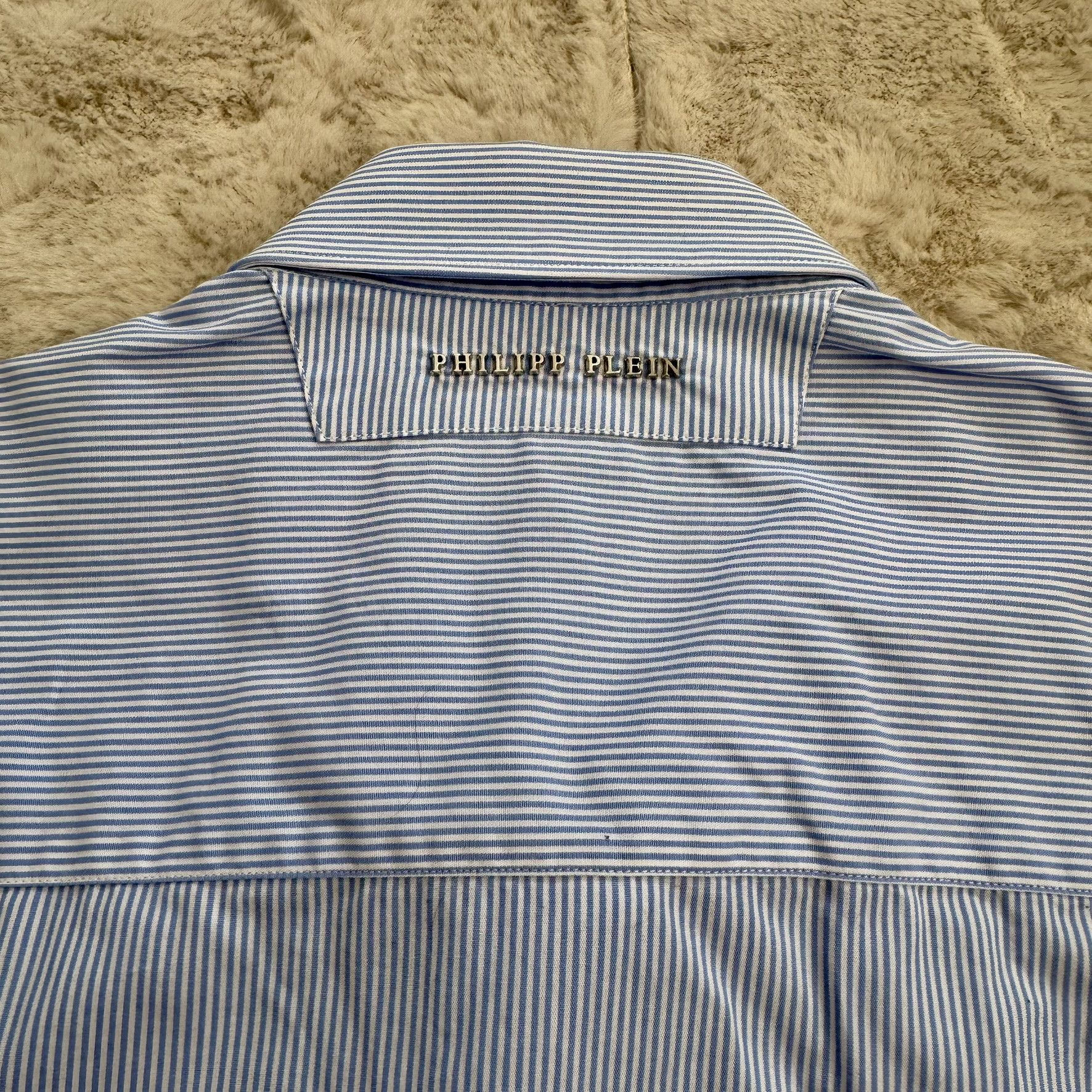 Philipp Plein Philipp Plein Striped Shirt w/ White Placket – Size L Size US L / EU 52-54 / 3 - 6 Thumbnail