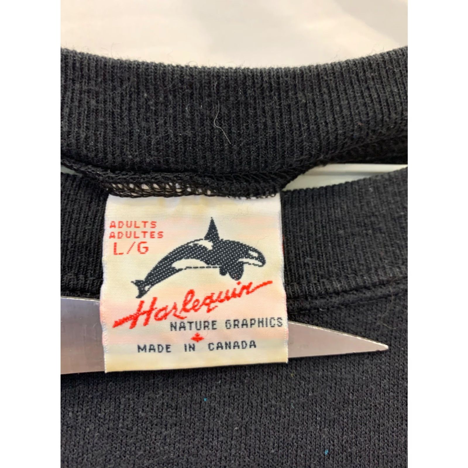 Vintage VINTAGE Harlequin Nature Graphics Owl Sweatshirt Adult L Black Pullover Unisex Womens Mens 80s 90s Graphic Crewneck Size US L / EU 52-54 / 3 - 3 Thumbnail