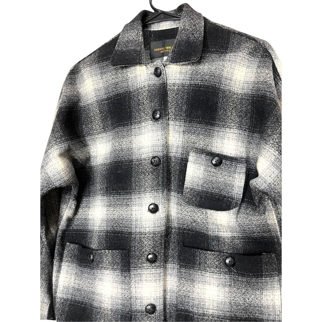 Other Vintage Harris/Wallace Petites Black Plaid Wool Blend Shacke Size XS / US 0-2 / IT 36-38 - 2 Thumbnail
