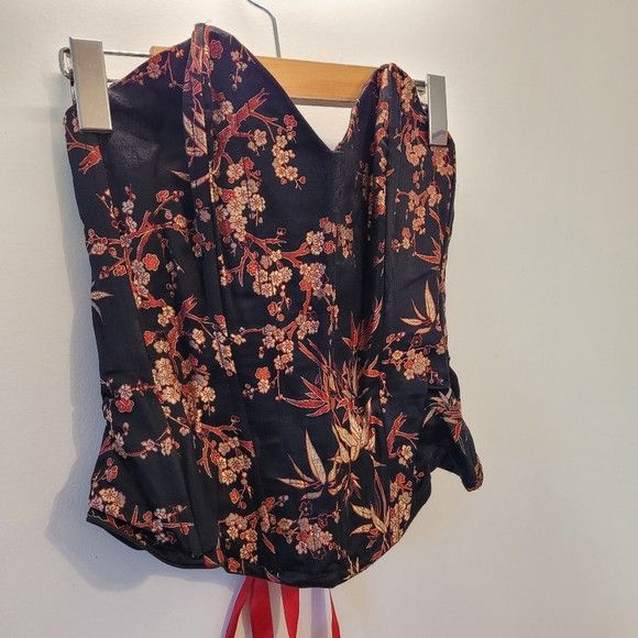 Other Vintage Shkank Y2k 100% Silk Jacquard Bustier Corset Top - M Size M / US 6-8 / IT 42-44 - 3 Thumbnail