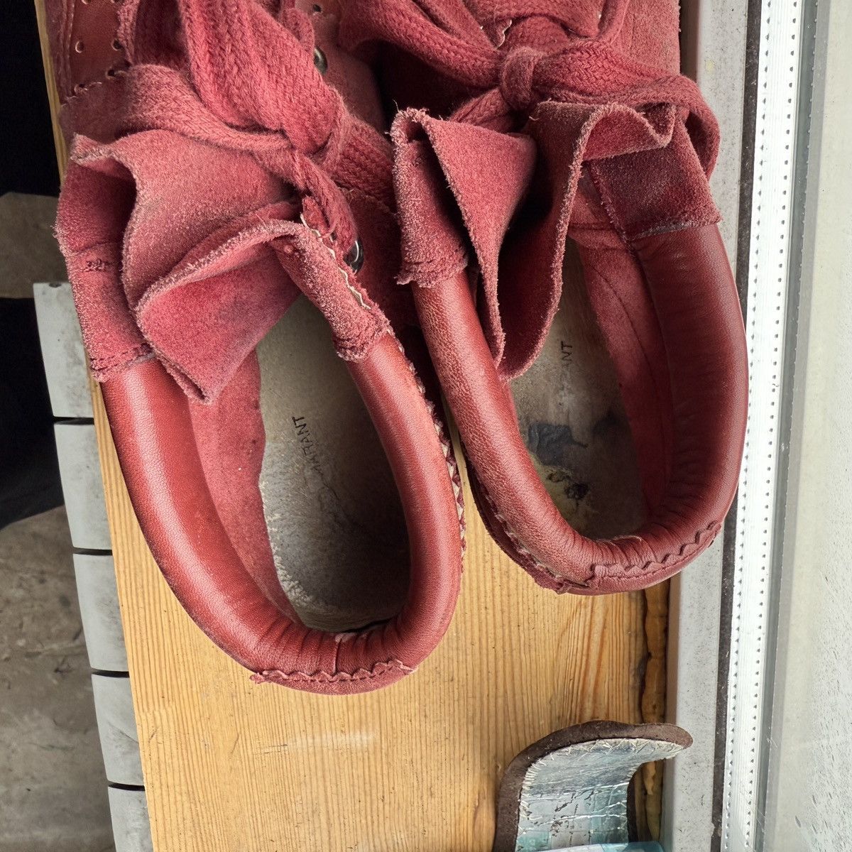 Isabel Marant Etoile Isabel Marang Wedge Red Suede Sneakers Size US 7 / IT 37 - 9 Thumbnail