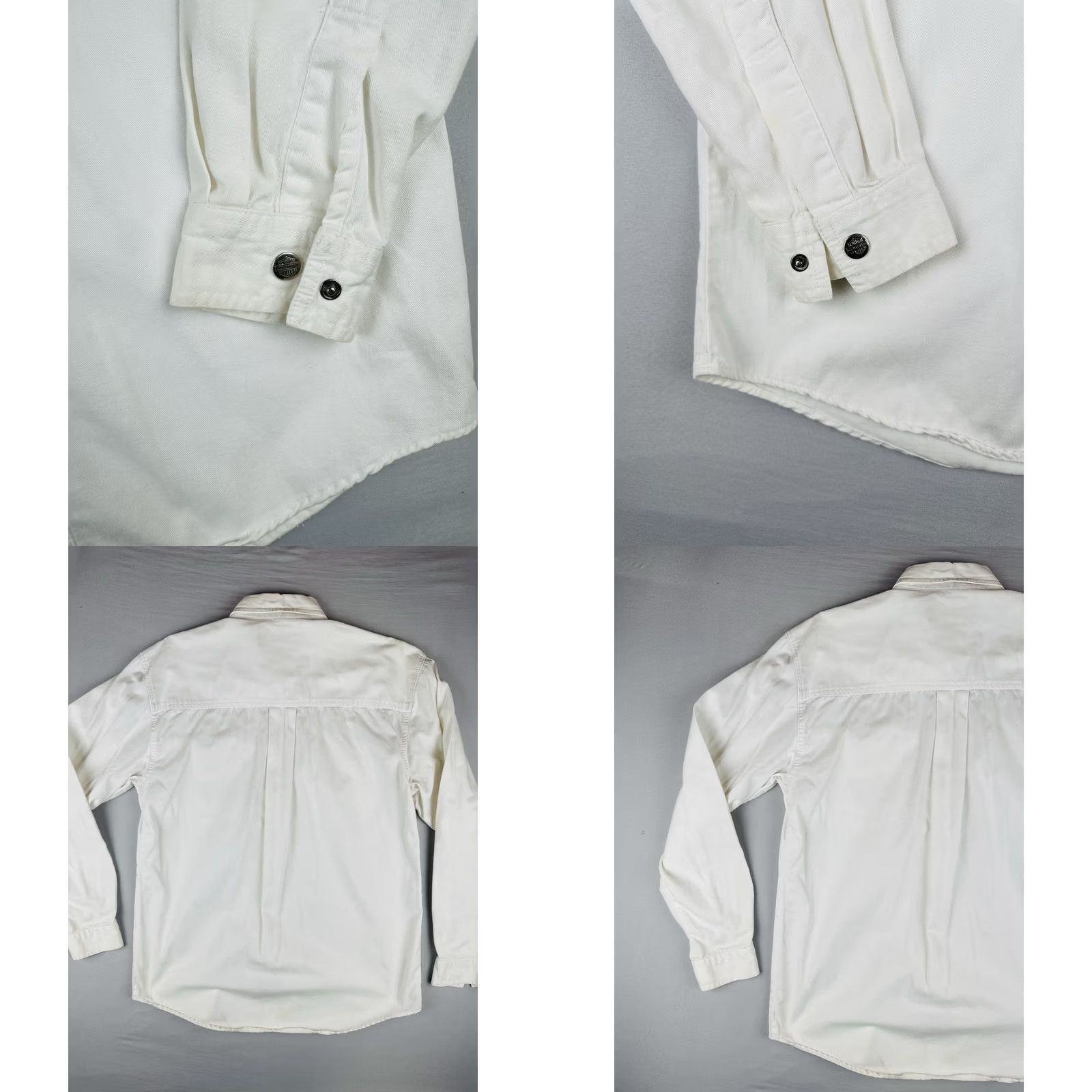 Harley Davidson Harley-Davidson Shirt Western Mens S White Cotton Canvas Snap Button Button-Up Workwear Long Sleeve Size US S / EU 44-46 / 1 - 8 Thumbnail