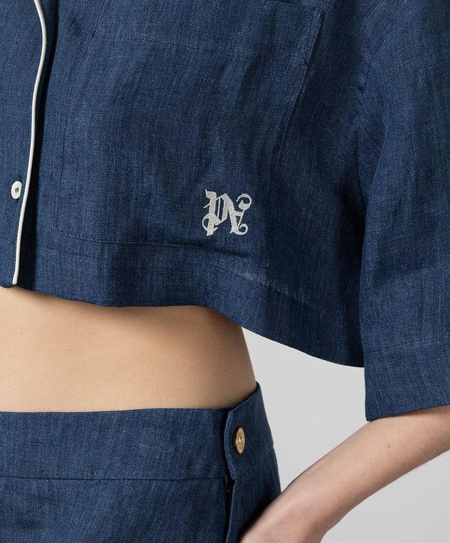 Palm Angels o1y1125 Linen Shirt in Blue Size M / US 6-8 / IT 42-44 - 4 Thumbnail