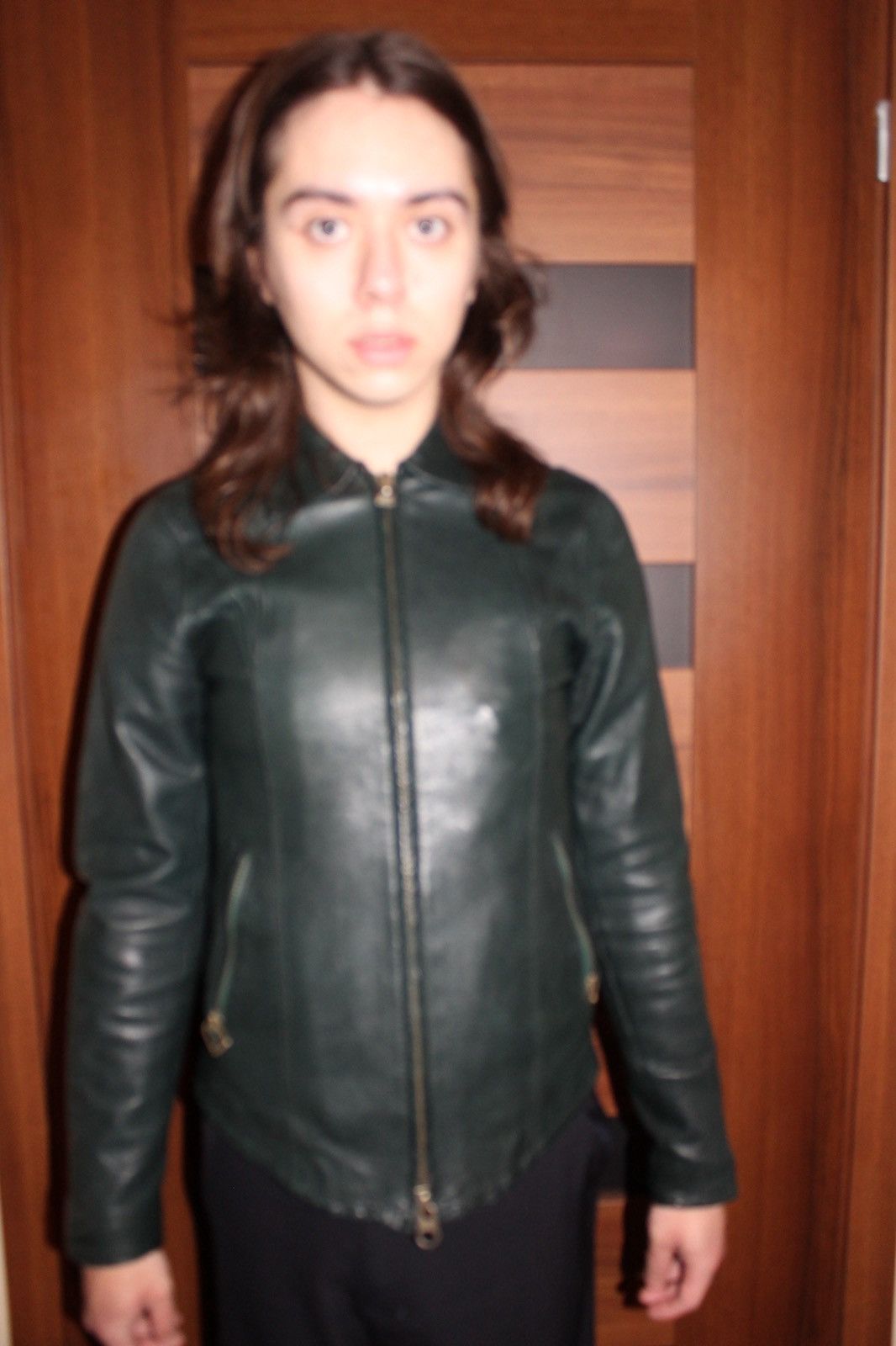 Morgan De Toi Morgan de toi biker/racer leather jacket size S bottle green Size S / US 4 / IT 40 - 6 Thumbnail