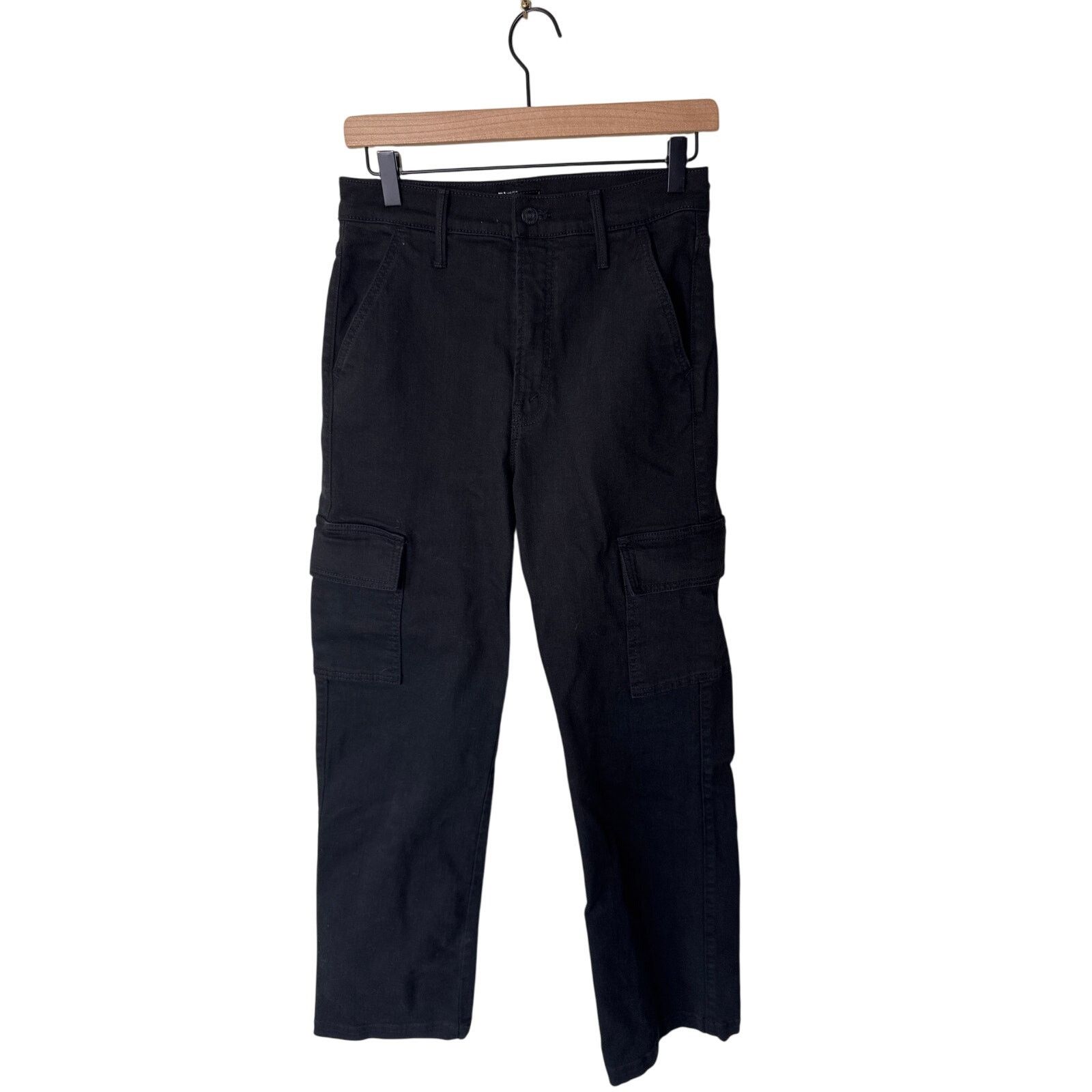 MOTHER MOTHER The Straight Up Rambler Cargo Jeans Pitch Black Size 27" / US 4 / IT 40 - 1 Thumbnail