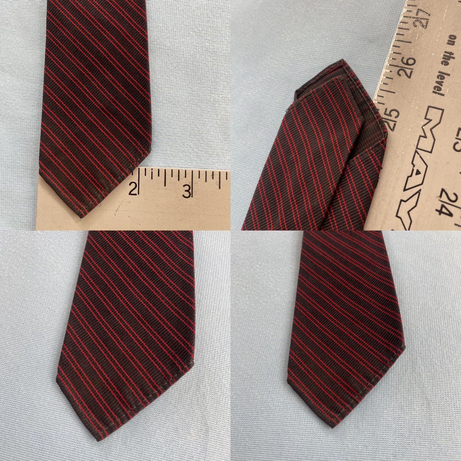 Arrow VINTAGE Nike Shirt Hat Mens XS 2.2" Narrow 52" Red Black Silk Repp Tie 1950s Lion Size ONE SIZE - 8 Thumbnail