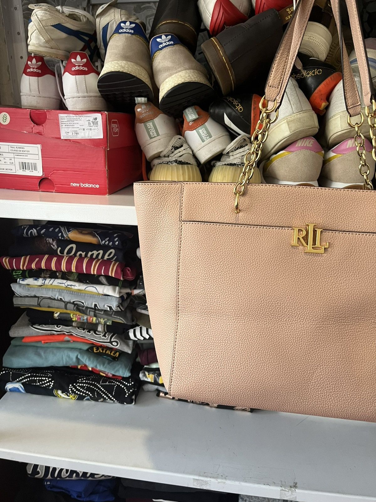 Polo Ralph Lauren LAUREN RALPH LAUREN MELLOW PINK LEATHER MEDIUM GRAB BAG Size ONE SIZE - 4 Thumbnail