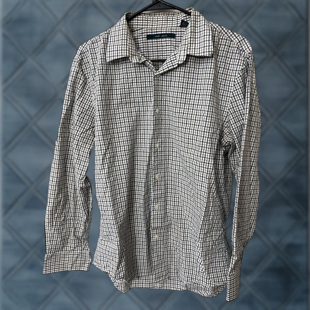 Perry Ellis Perry Ellis Button-Up Shirt Adult Mens Size Medium Multicolor Plaid Long Sleeve 100% Cotton Size US M / EU 48-50 / 2 - 1 Thumbnail