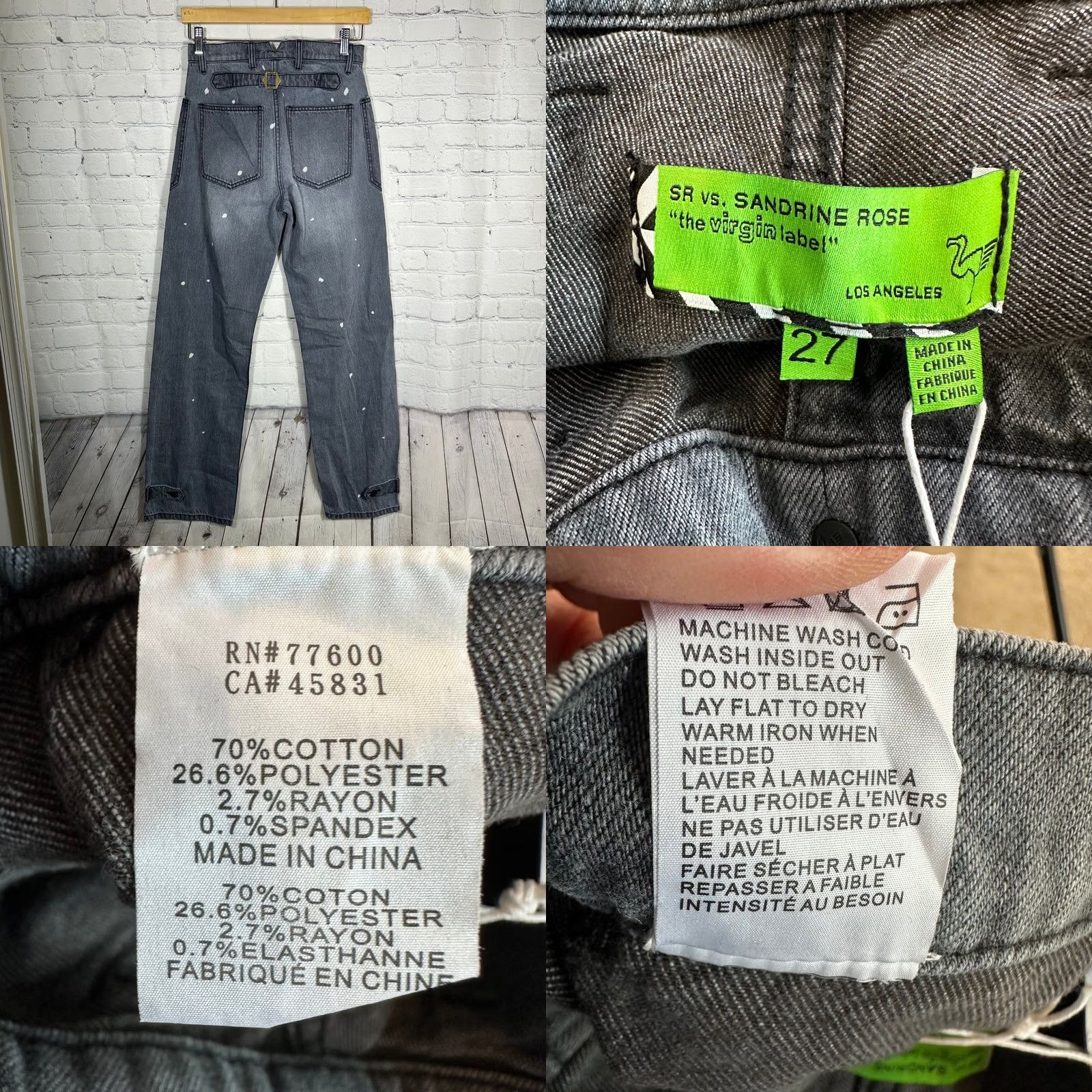 Vintage VINTAGE Sandrine Rose Wide Cargo Jeans Polka Grey Paint Splatter High Rise 27 NEW Size 27" / US 4 / IT 40 - 8 Thumbnail
