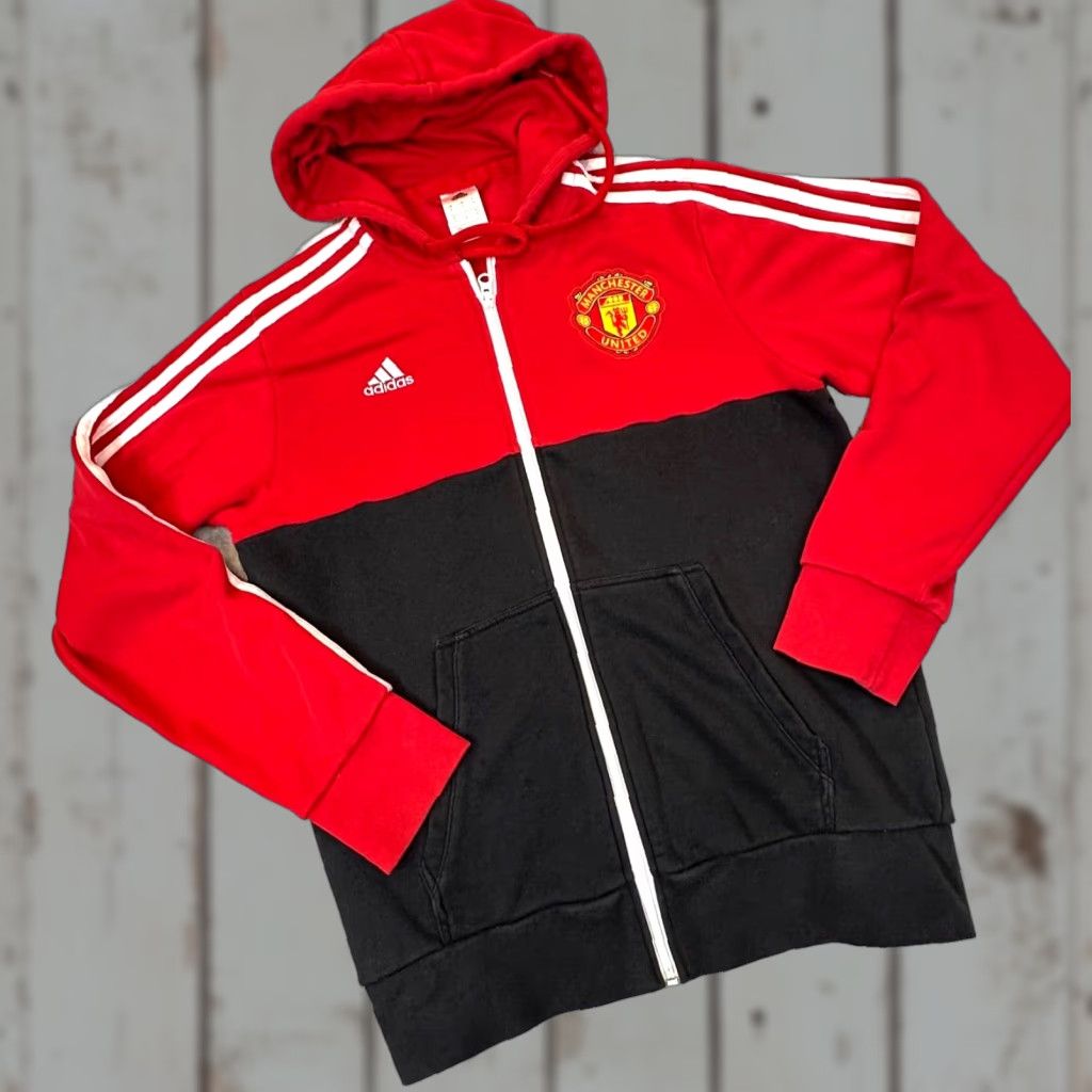 Adidas adidas Manchester United 2016/17 International Soccer Mens Small Hoodie Full Zip Color Block Embroidered Logo Size US S / EU 44-46 / 1 - 1 Thumbnail