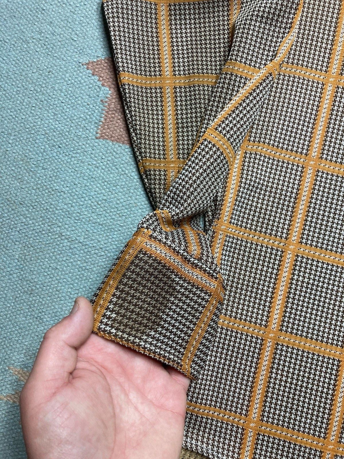 Vintage Vtg 70s button shirt dagger collar plaid houndstooth disco L Size US L / EU 52-54 / 3 - 2 Thumbnail
