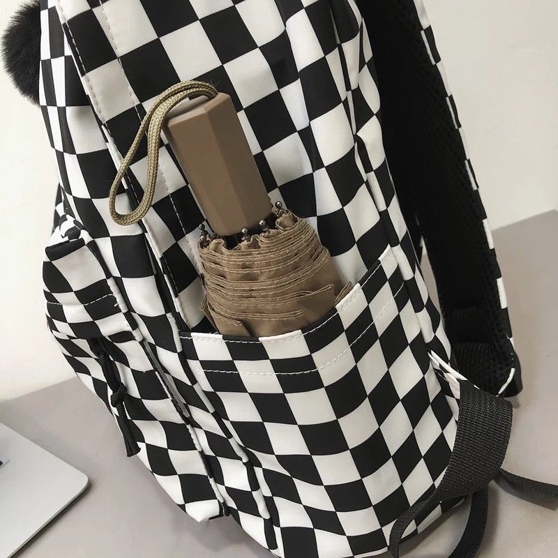 Vintage Plaid Backpack Waterproof Leisure Shoulder Bag Size ONE SIZE - 7 Thumbnail