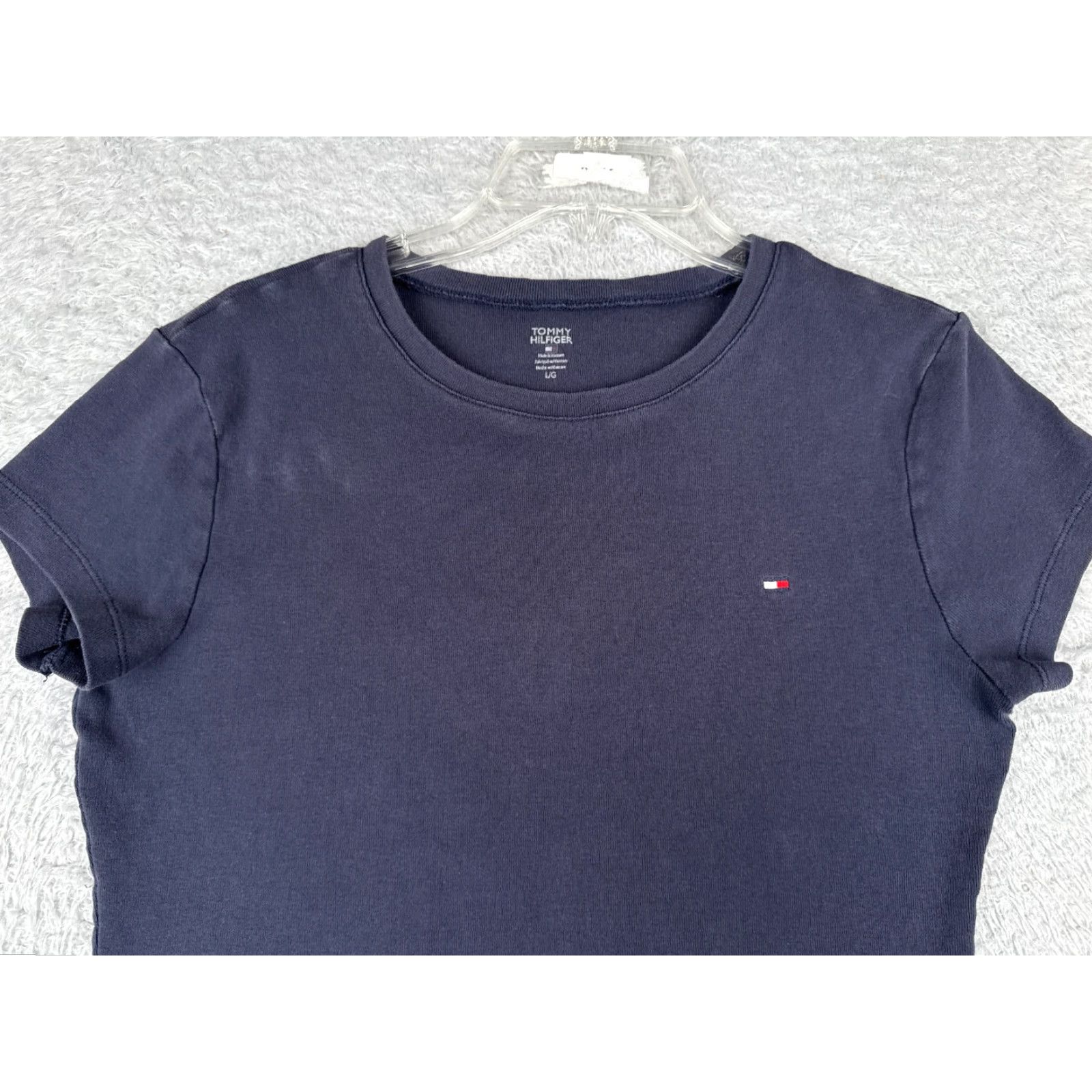 Tommy Hilfiger VINTAGE Tommy Hilfiger Women's T-Shirt Crew Neck Short Sleeve Blue Cotton Casual Shirt All Seasons Size L / US 10 / IT 46 - 4 Thumbnail