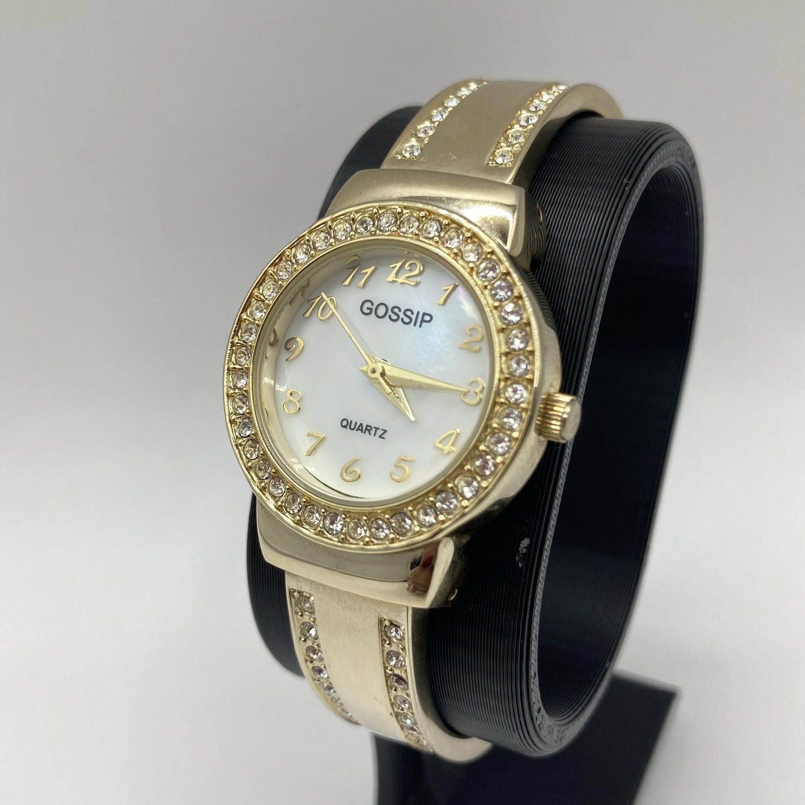 Designer Working Women’s Gold Tone Sparkle Bezel Gossip Bangle Watch Size ONE SIZE - 1 Thumbnail
