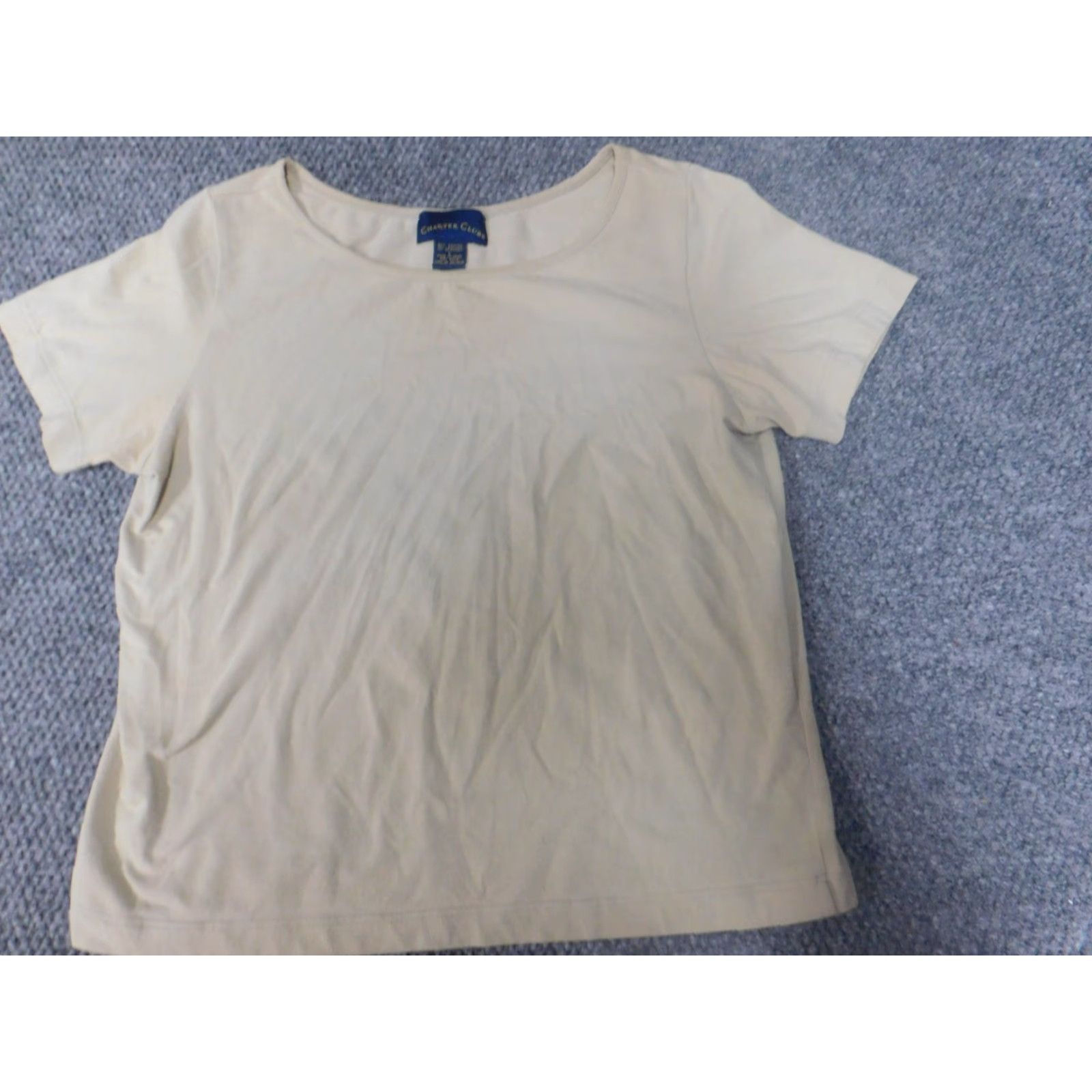 Charter Club Charter Club Womens Shirt L Beige Crew Neck Short Sleeve Pullover Stretch Casual Blouse Basic T-Shirt Size L / US 10 / IT 46 - 3 Thumbnail