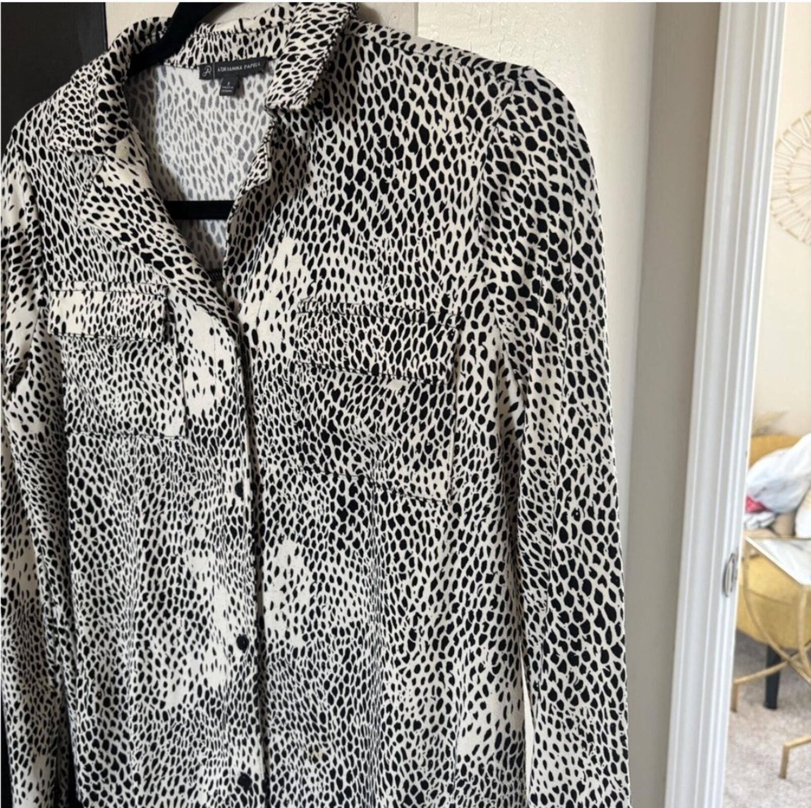 Other (Adrianna Papell) Monochrome Patterned Blouse Size M / US 6-8 / IT 42-44 - 1 Thumbnail